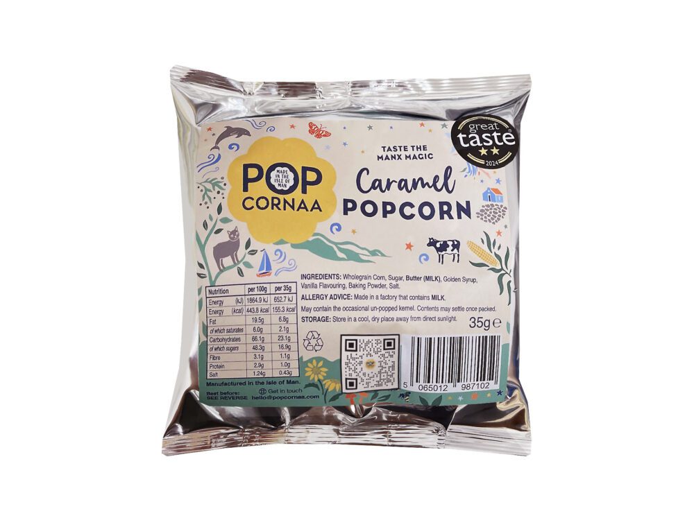 PopCornaa Classic Caramel Popcorn 35g snack bag, featuring a sleek and vibrant design. The packaging showcases the brand logo and highlights 'award-winning flavor.' The compact size makes it perfect for on-the-go snacking."