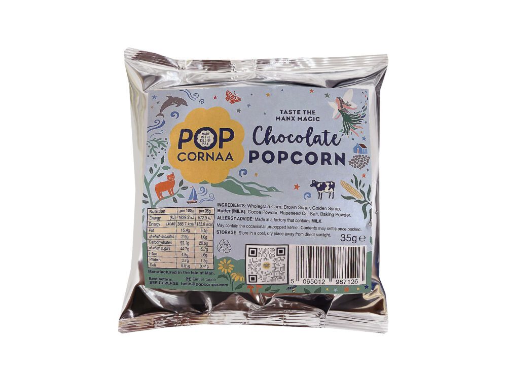 PopCornaa Milk Chocolate Popcorn, featuring a delicious coating of rich chocolate on crispy popcorn kernels.